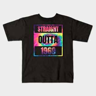 Straight Outta 1969 Hippy Tie Dye Born in '69 Kids T-Shirt